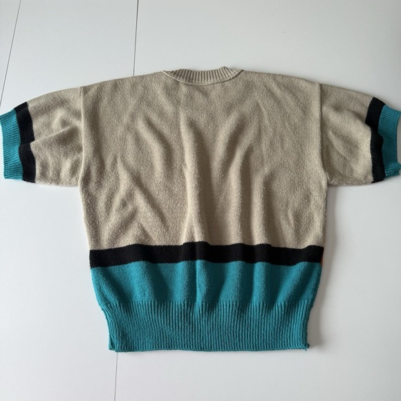 Vtg Carriage Court Color Block Patch Sweater Shirt Grandma Retro Mid Century S - Picture 8 of 8